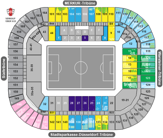 mapa de lugares no estádio do fortuna dusseldorf